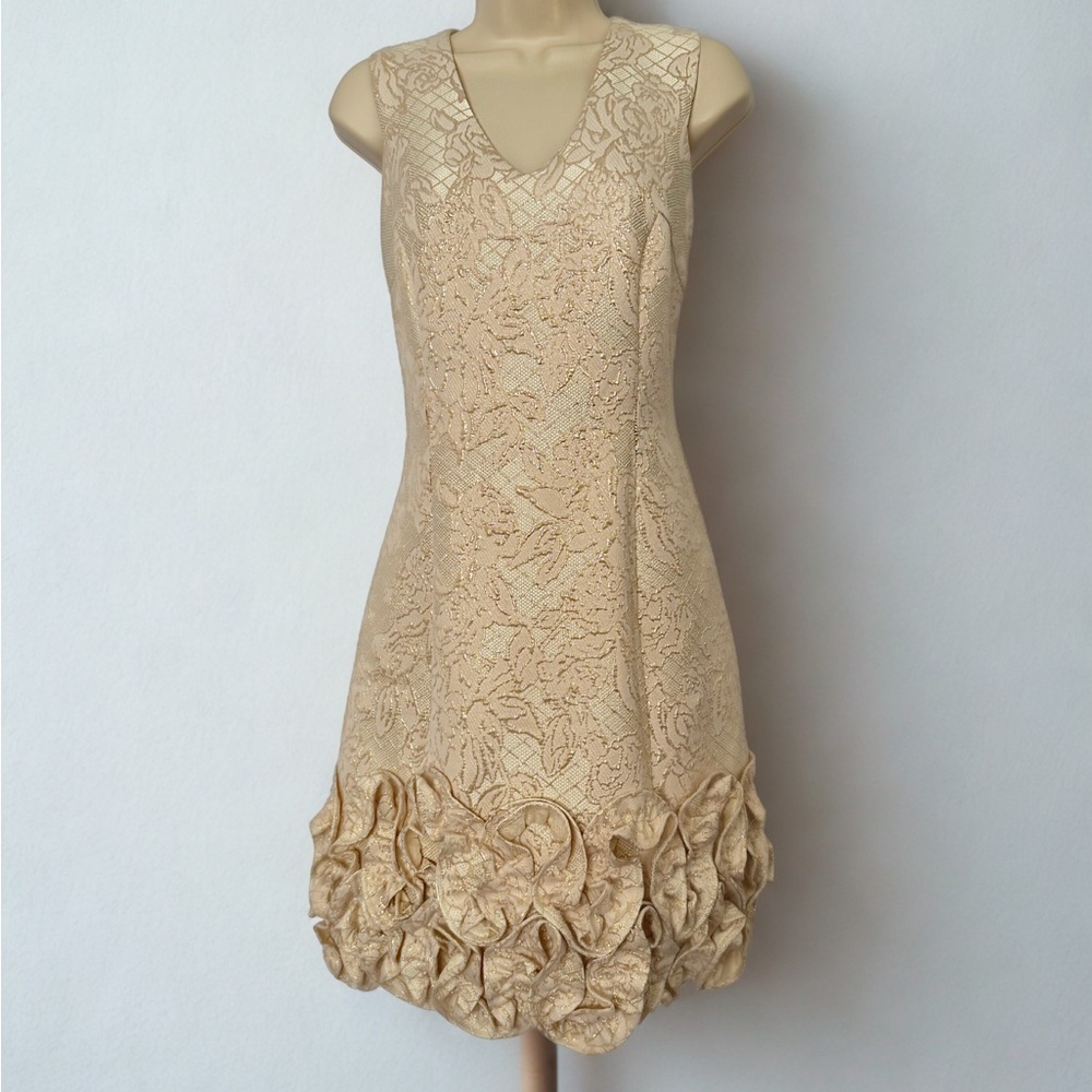 Donna Ricco Cream Gold Textured Mini Dress - Picture 8 of 12